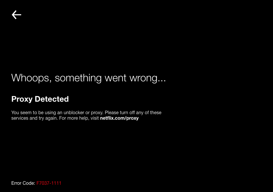 Netflix US Chyba na serveru Hide Me