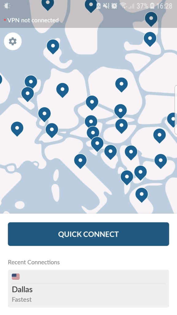 Snímek obrazovky aplikace NordVPN pro Android - VPNpro