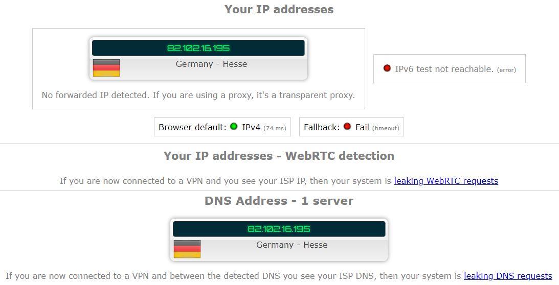 Test úniku informací u Proton VPN