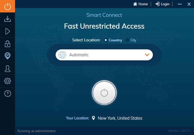 Úvodní obrazovka Ivacy VPN