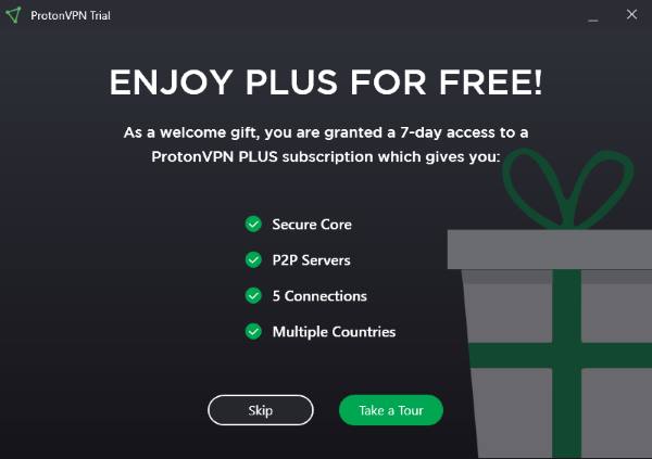 Bezplatné vyzkoušení Proton VPN